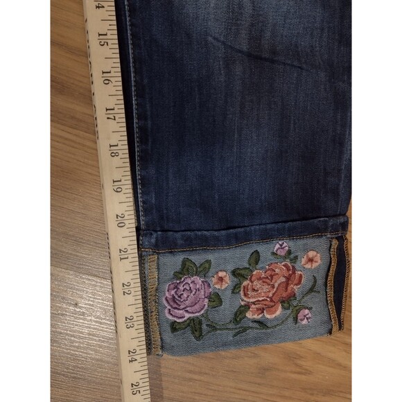 STITCH STAR JEANS Women's 14 Embroidered Floral Boho Cropped 34x24 - Picture 9 of 10